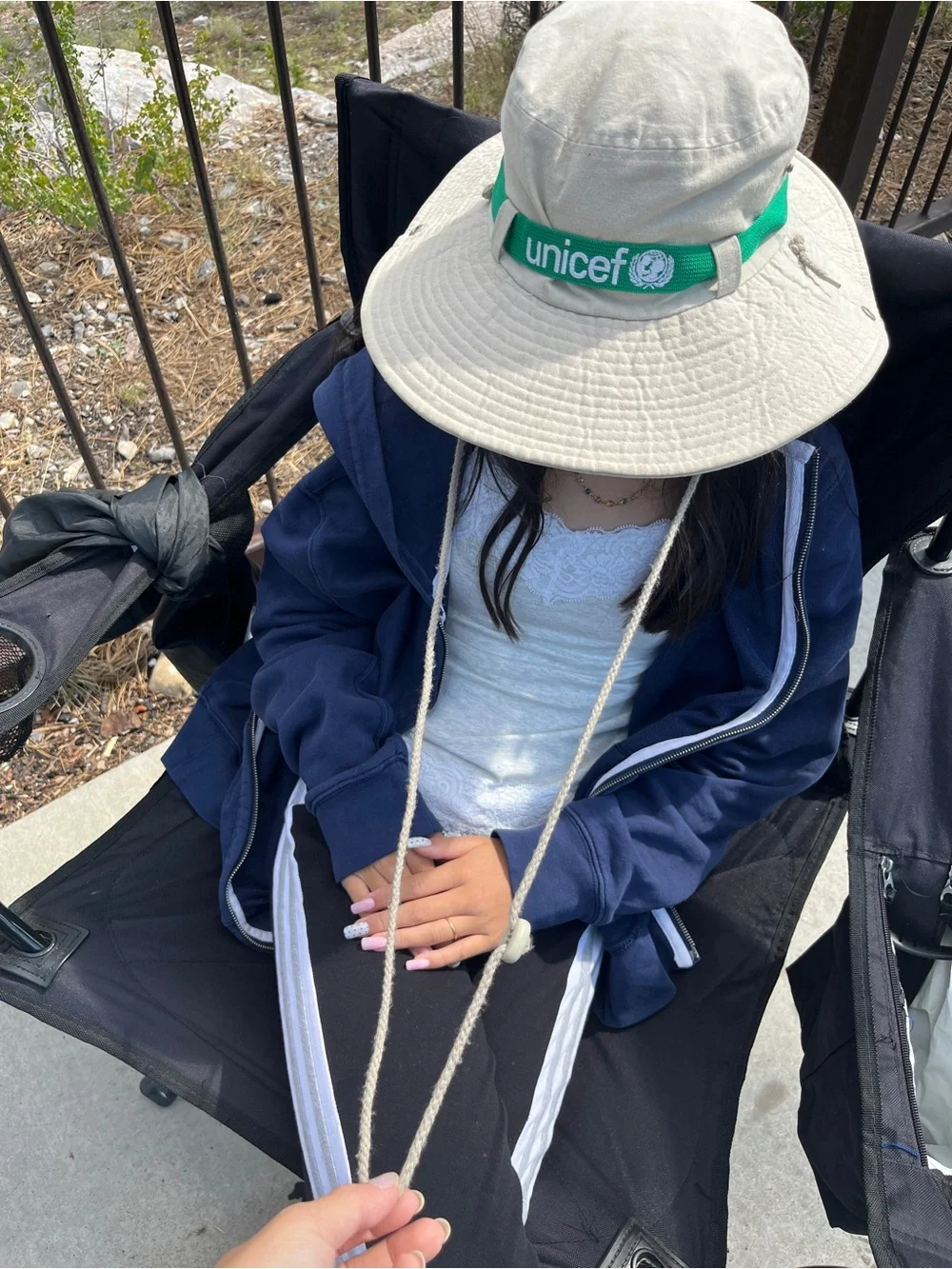 Unicef Kids Beige Sun bucket Hat with Green Band